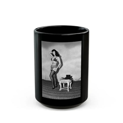 Bettie Page #587 (Vintage Female Icon) Black Coffee Mug 15oz - Go Mug Yourself