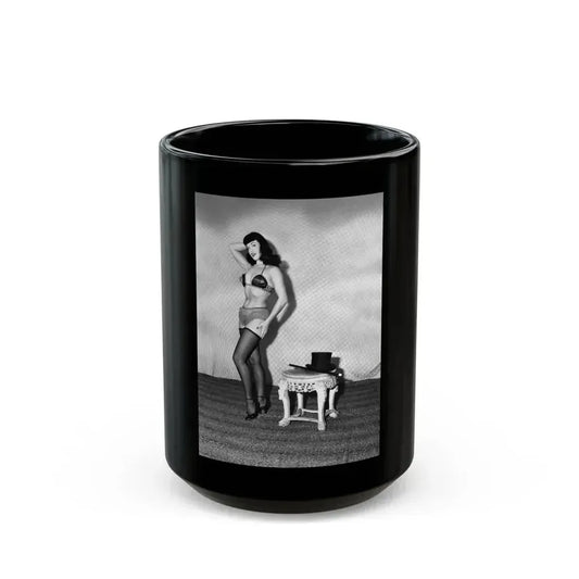 Bettie Page #587 (Vintage Female Icon) Black Coffee Mug 15oz - Go Mug Yourself