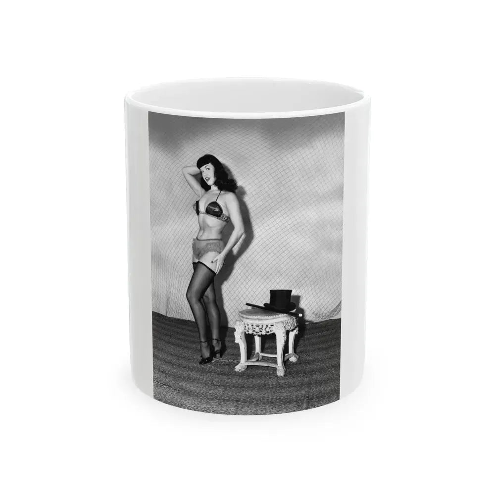 Bettie Page #587 (Vintage Female Icon) White Coffee Mug 11oz - Go Mug Yourself