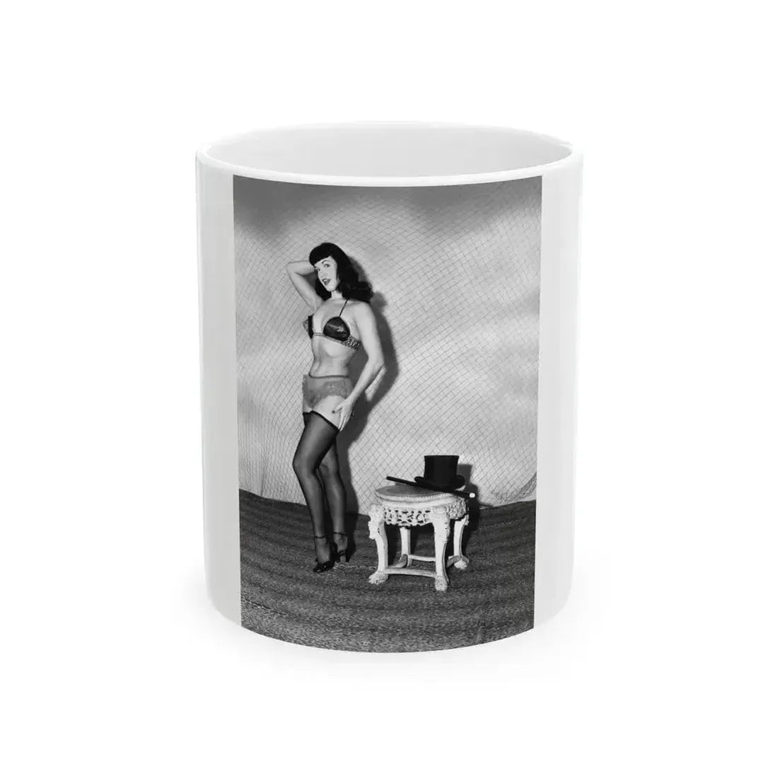 Bettie Page #587 (Vintage Female Icon) White Coffee Mug 11oz - Go Mug Yourself