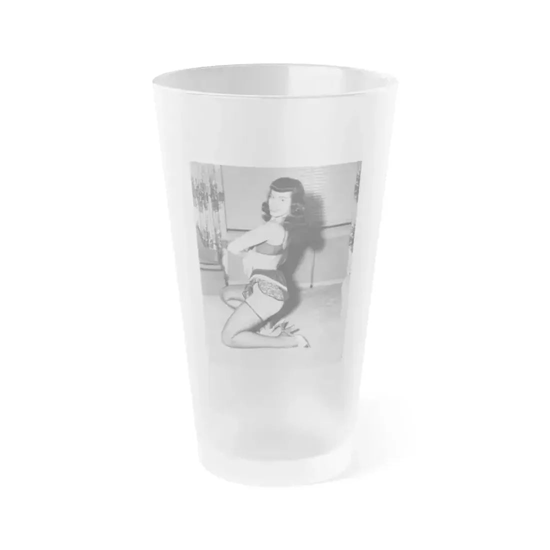Bettie Page #588 (Vintage Female Icon) Frosted Pint Glass 16oz 16oz Frosted - Go Mug Yourself