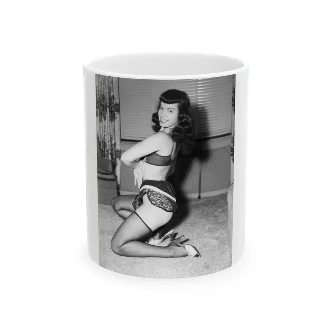 Bettie Page #588 (Vintage Female Icon) White Coffee Mug 11oz - Go Mug Yourself