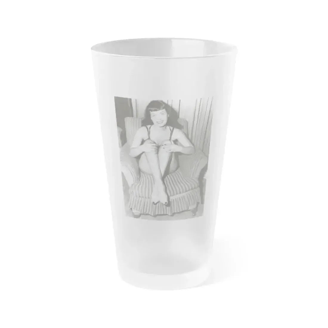 Bettie Page #589 (Vintage Female Icon) Frosted Pint Glass 16oz 16oz Frosted - Go Mug Yourself