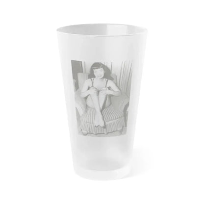 Bettie Page #589 (Vintage Female Icon) Frosted Pint Glass 16oz 16oz Frosted - Go Mug Yourself