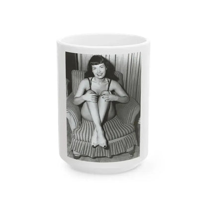 Bettie Page #589 (Vintage Female Icon) White Coffee Mug 15oz - Go Mug Yourself