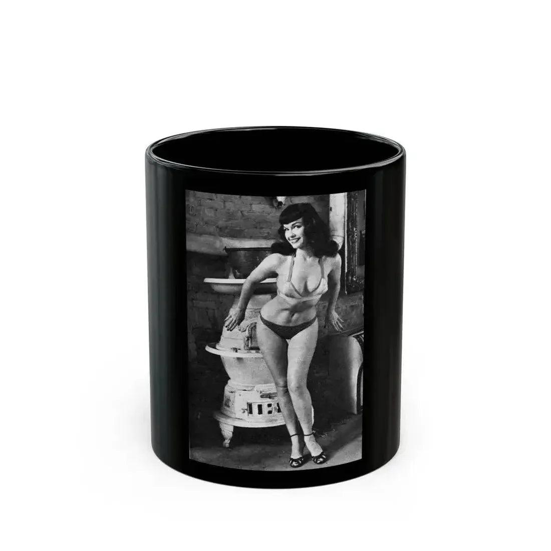 Bettie Page #590 (Vintage Female Icon) Black Coffee Mug 11oz - Go Mug Yourself