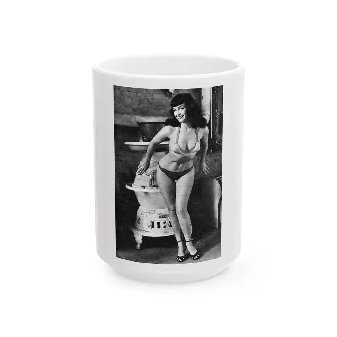 Bettie Page #590 (Vintage Female Icon) White Coffee Mug 15oz - Go Mug Yourself