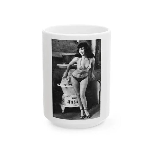 Bettie Page #590 (Vintage Female Icon) White Coffee Mug 15oz - Go Mug Yourself