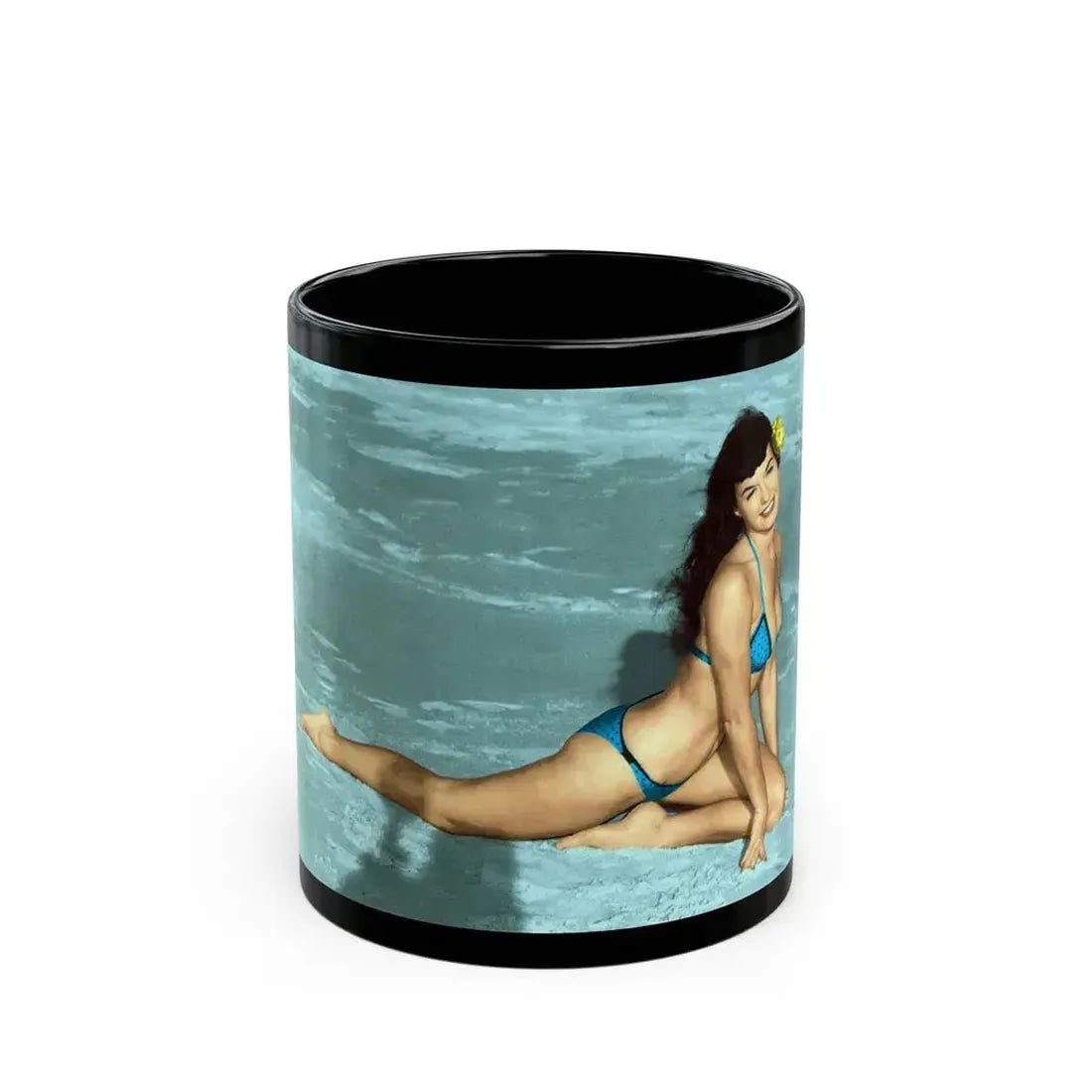 Bettie Page #591 (Vintage Female Icon) Black Coffee Mug 11oz - Go Mug Yourself