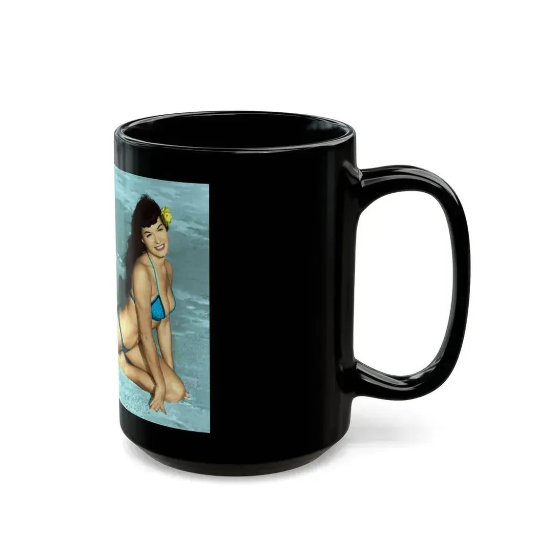 Bettie Page #591 (Vintage Female Icon) Black Coffee Mug - Go Mug Yourself