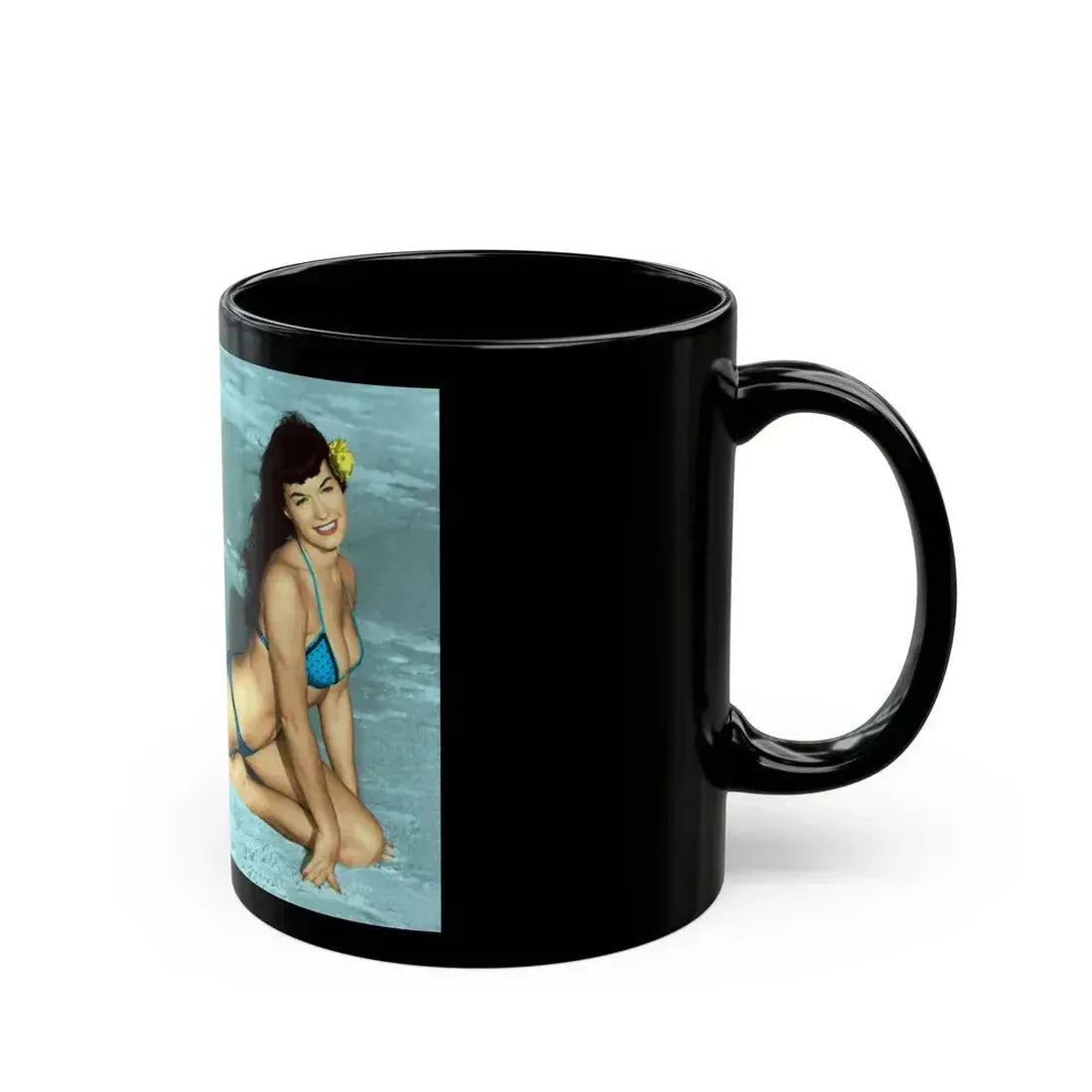 Bettie Page #591 (Vintage Female Icon) Black Coffee Mug - Go Mug Yourself