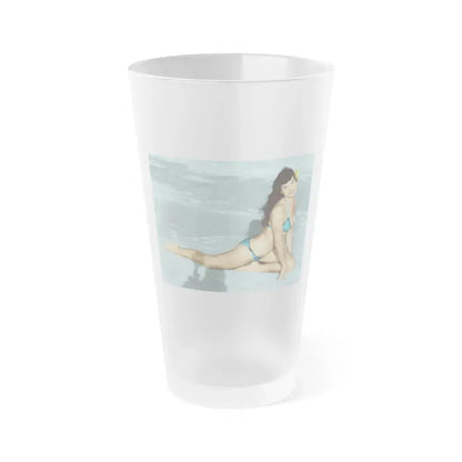Bettie Page #591 (Vintage Female Icon) Frosted Pint Glass 16oz 16oz Frosted - Go Mug Yourself