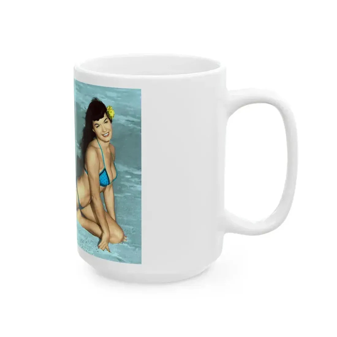 Bettie Page #591 (Vintage Female Icon) White Coffee Mug - Go Mug Yourself