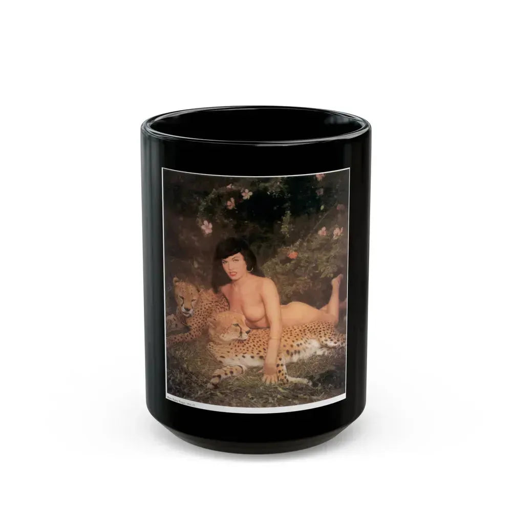 Bettie Page #594 (Vintage Female Icon) Black Coffee Mug 15oz - Go Mug Yourself