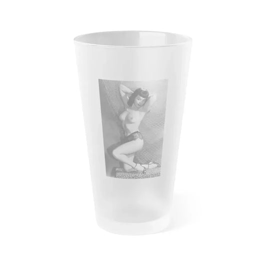 Bettie Page #598 (Vintage Female Icon) Frosted Pint Glass 16oz 16oz Frosted - Go Mug Yourself