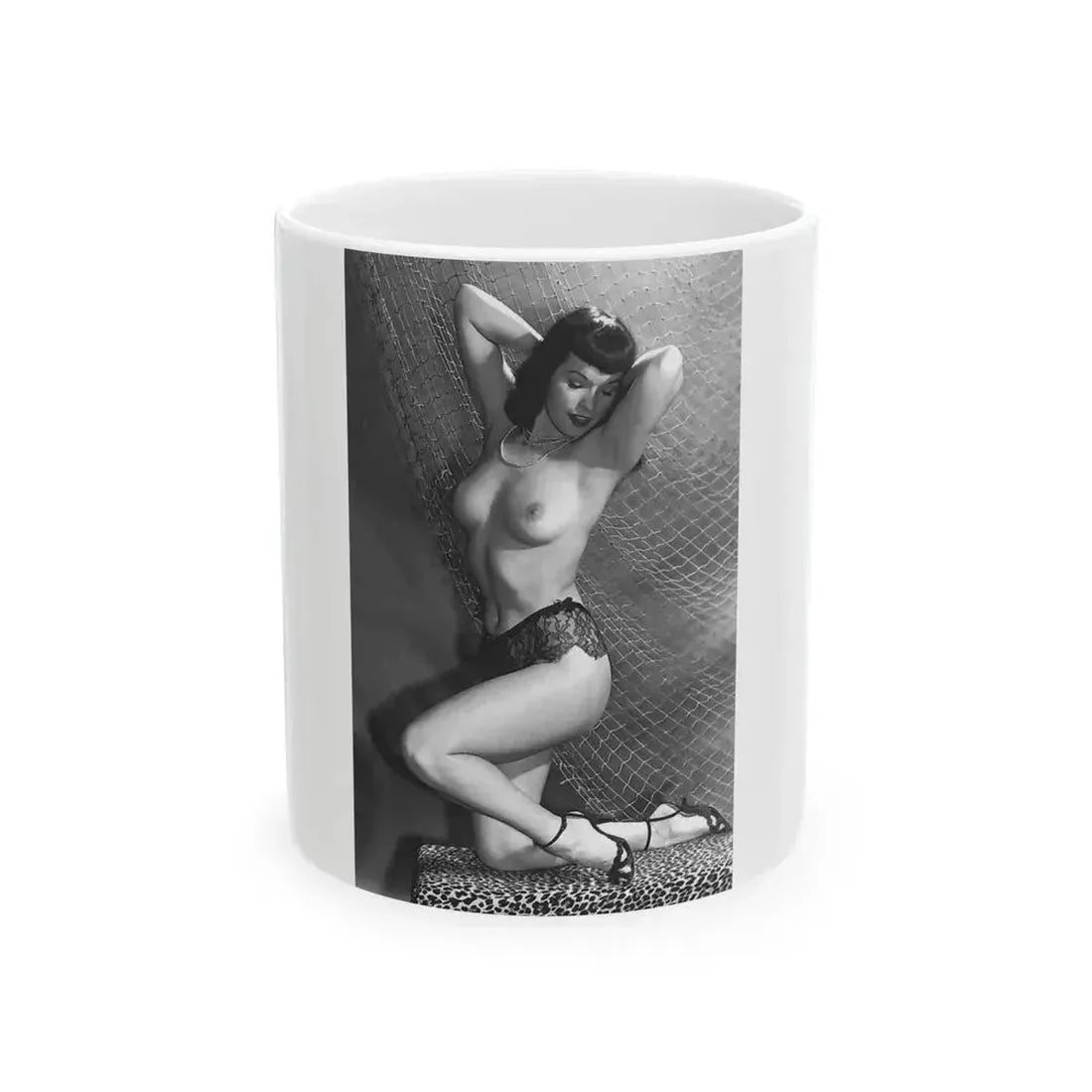 Bettie Page #598 (Vintage Female Icon) White Coffee Mug 11oz - Go Mug Yourself