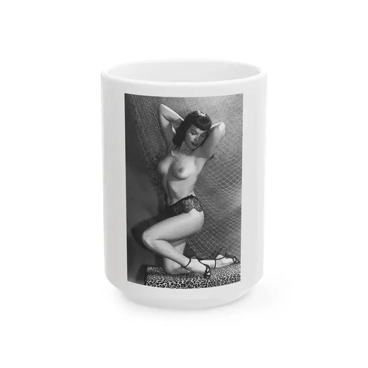 Bettie Page #598 (Vintage Female Icon) White Coffee Mug 15oz - Go Mug Yourself