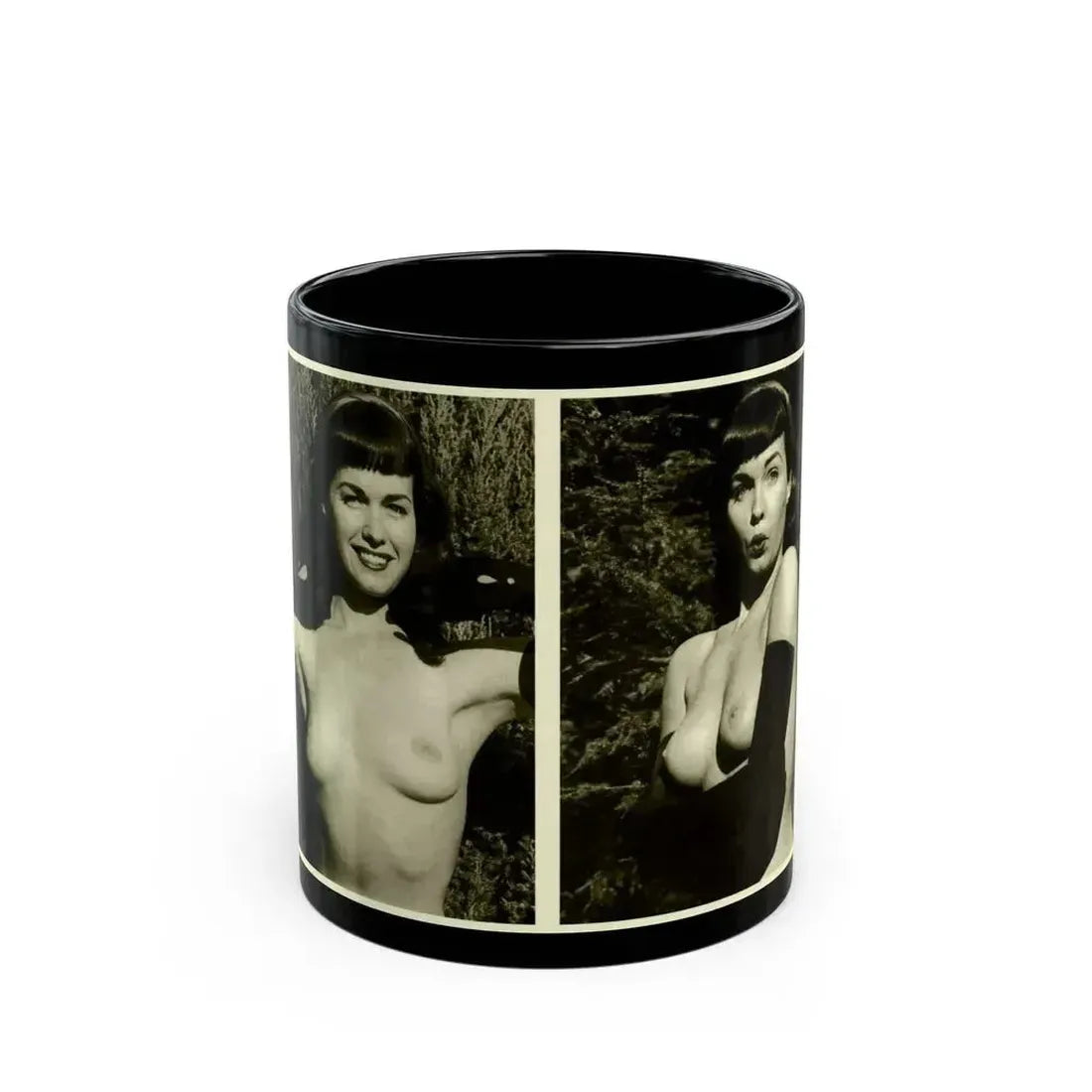 Bettie Page #599 (Vintage Female Icon) Black Coffee Mug 11oz - Go Mug Yourself