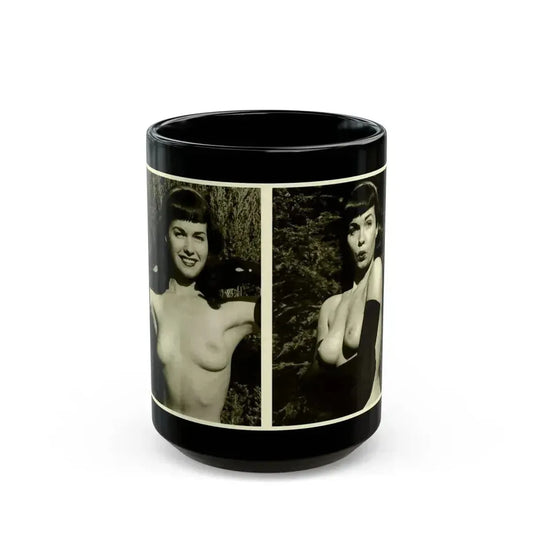 Bettie Page #599 (Vintage Female Icon) Black Coffee Mug 15oz - Go Mug Yourself