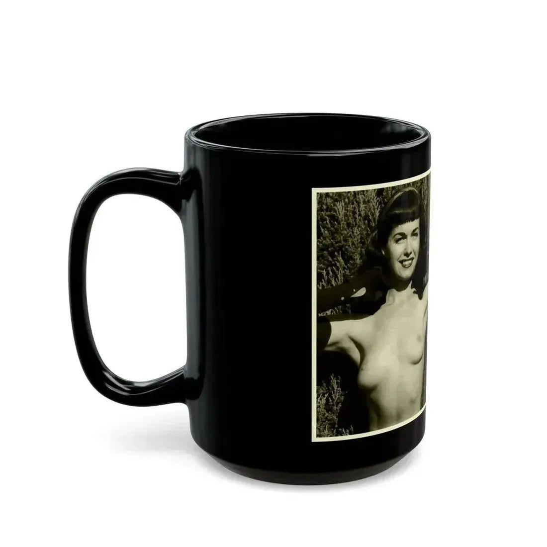 Bettie Page #599 (Vintage Female Icon) Black Coffee Mug - Go Mug Yourself