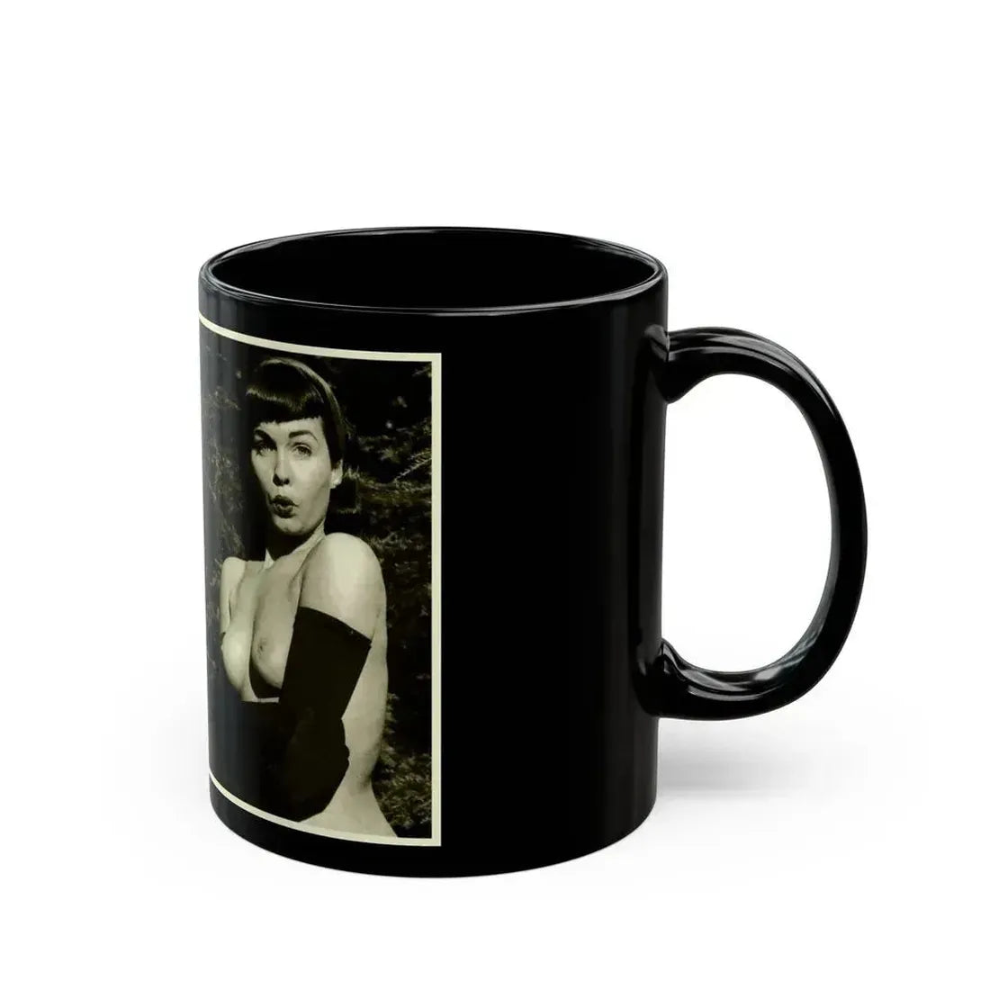 Bettie Page #599 (Vintage Female Icon) Black Coffee Mug - Go Mug Yourself