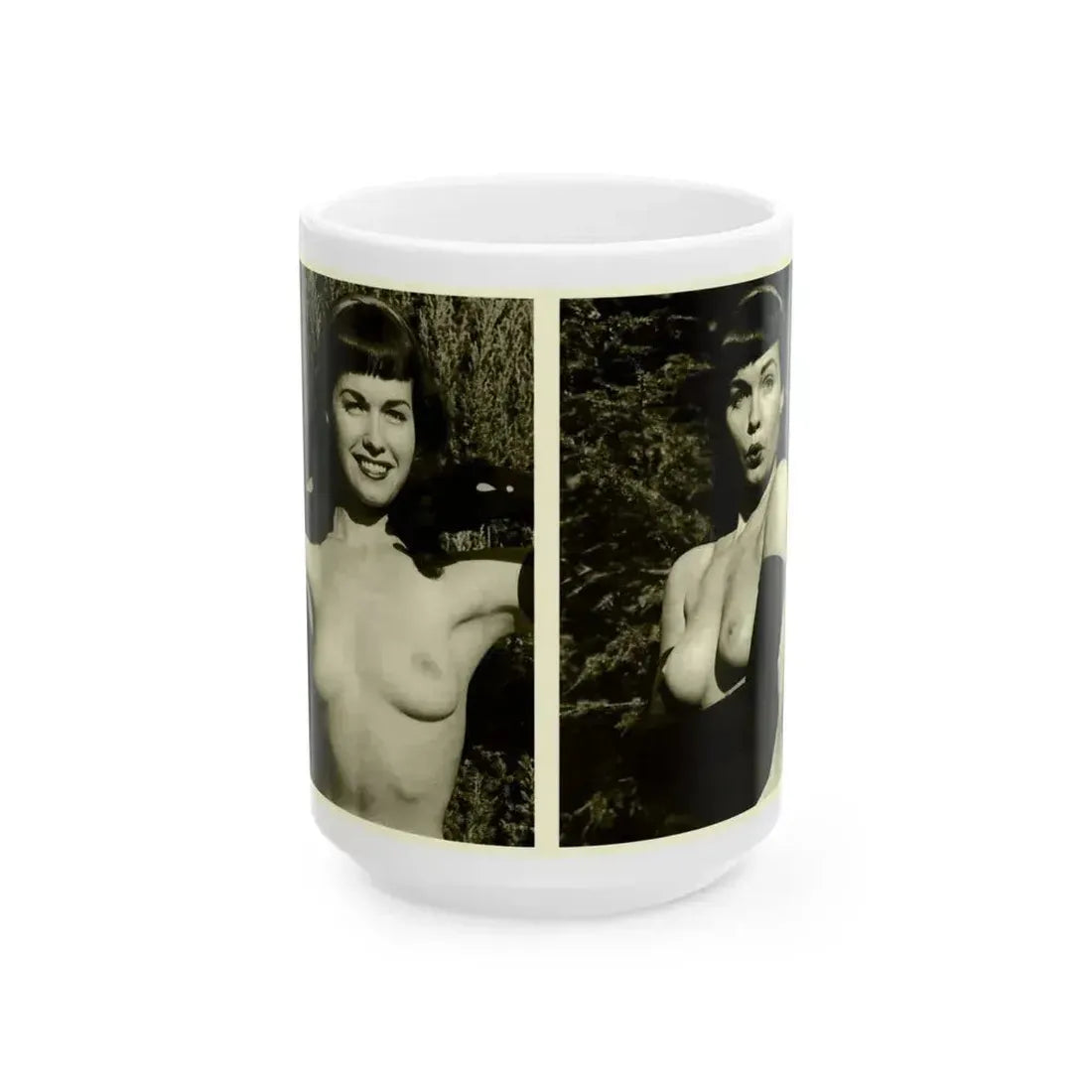 Bettie Page #599 (Vintage Female Icon) White Coffee Mug 15oz - Go Mug Yourself