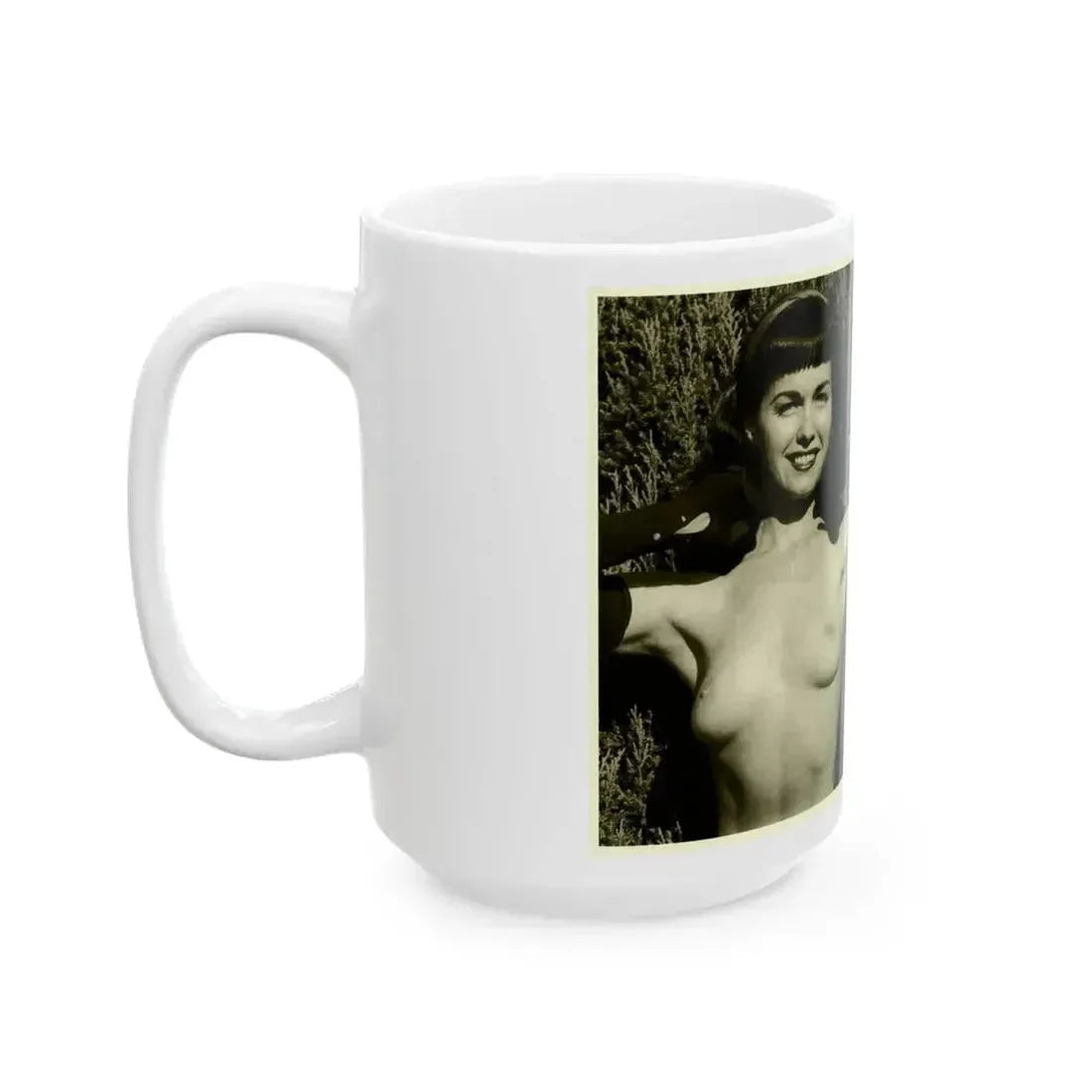 Bettie Page #599 (Vintage Female Icon) White Coffee Mug - Go Mug Yourself