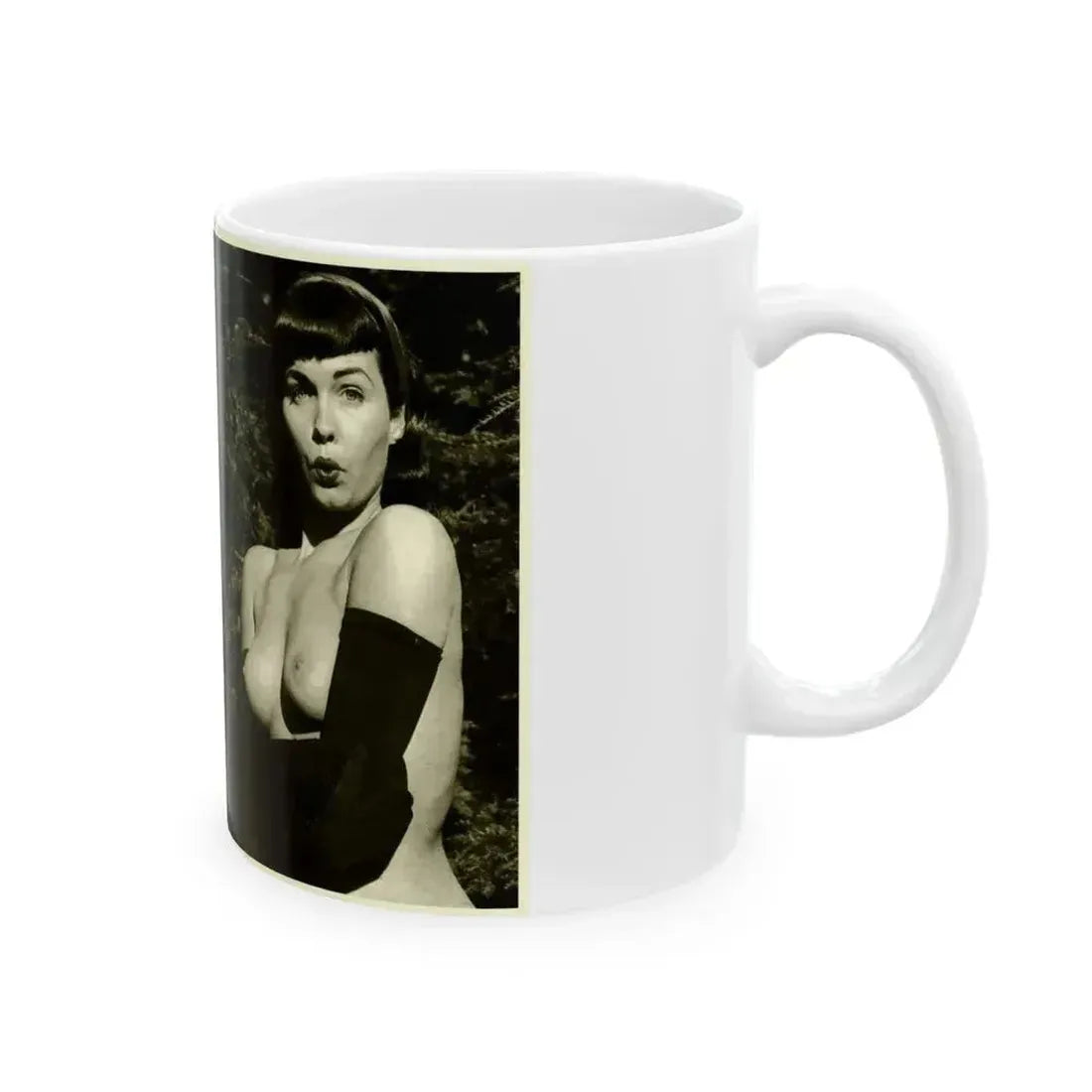 Bettie Page #599 (Vintage Female Icon) White Coffee Mug - Go Mug Yourself