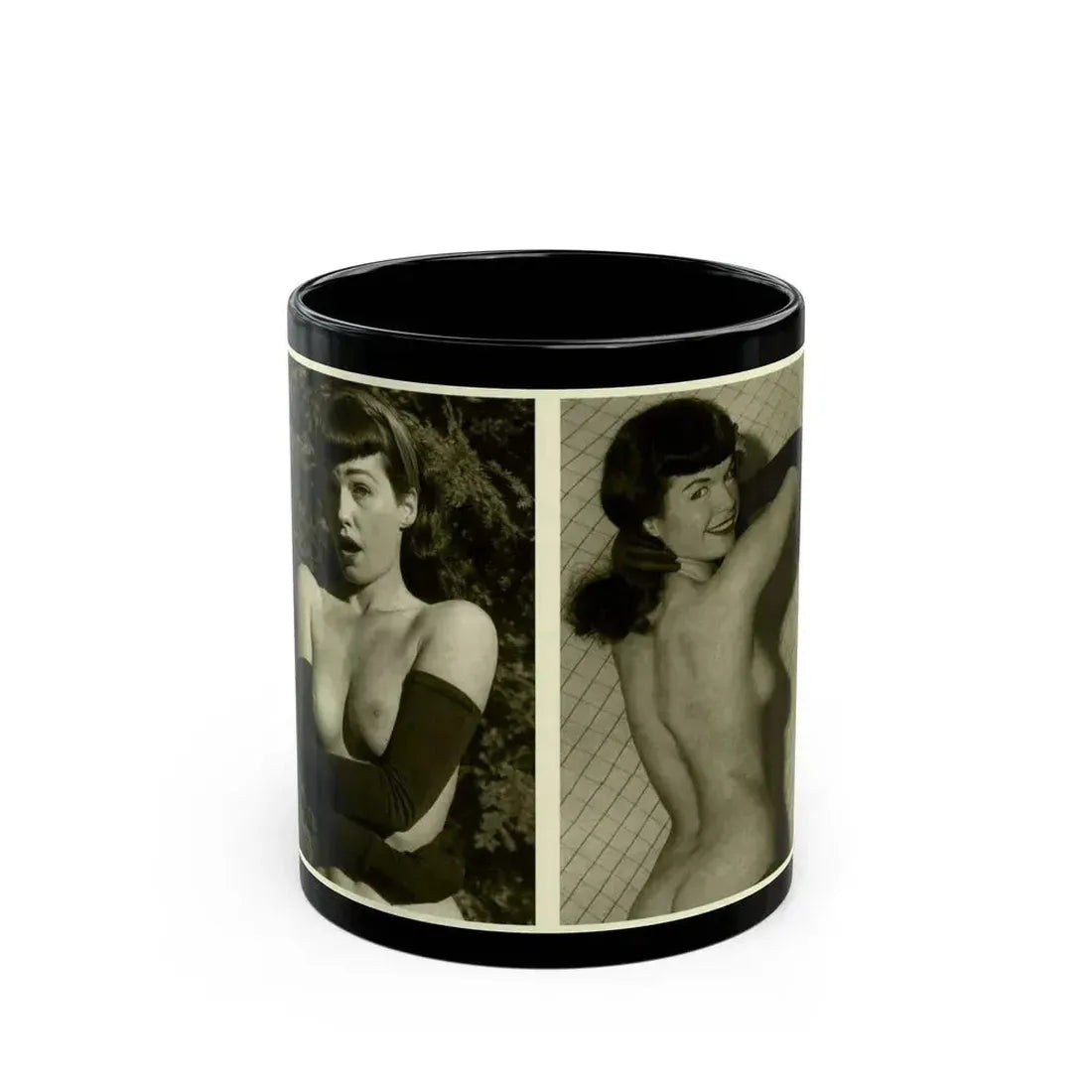 Bettie Page #600 (Vintage Female Icon) Black Coffee Mug 11oz - Go Mug Yourself