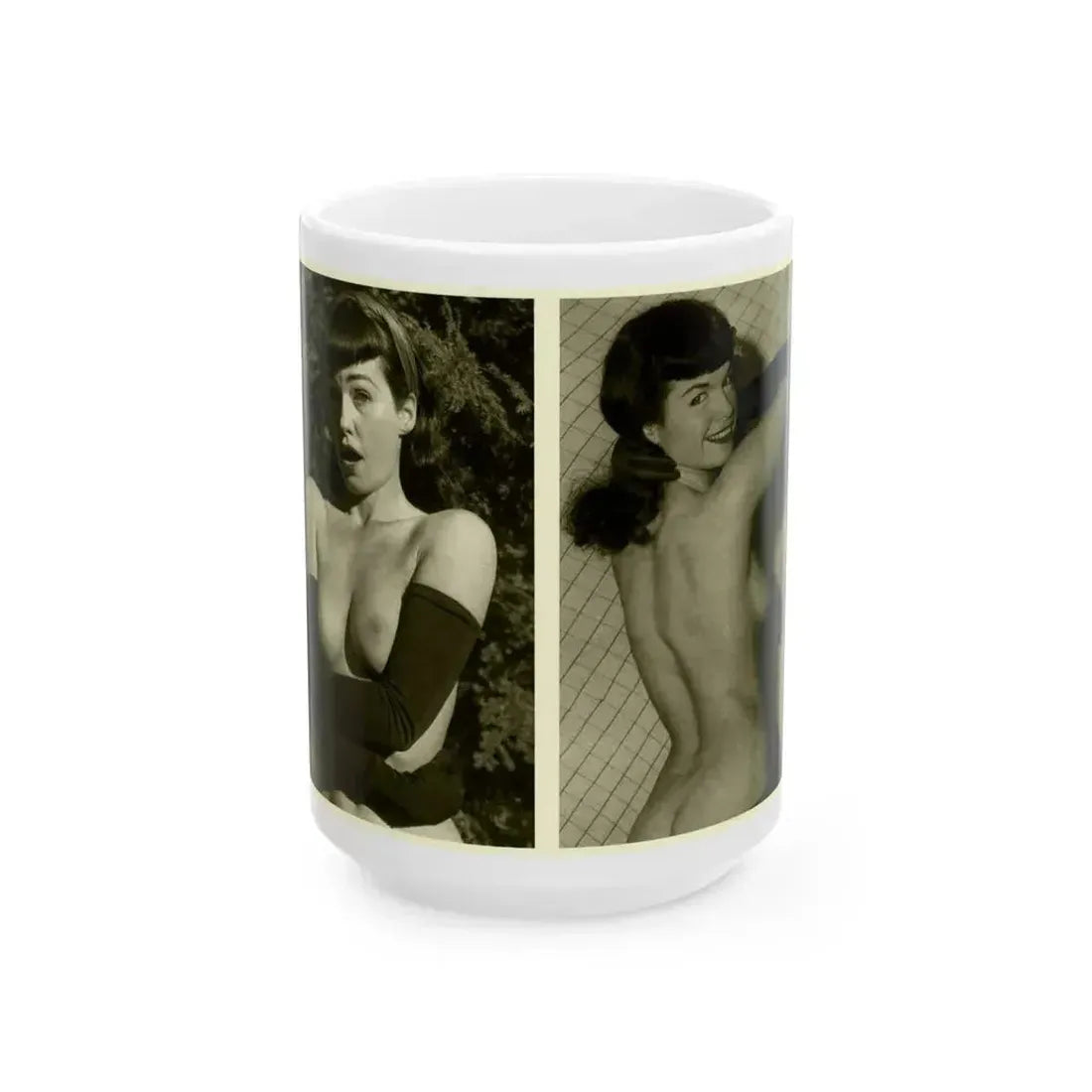 Bettie Page #600 (Vintage Female Icon) White Coffee Mug 15oz - Go Mug Yourself