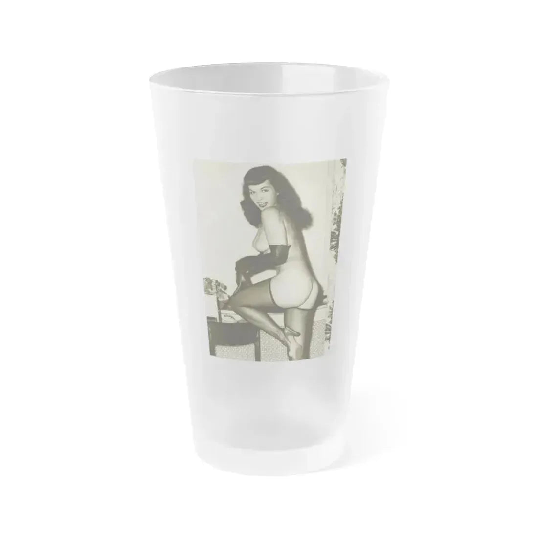 Bettie Page #602 (Vintage Female Icon) Frosted Pint Glass 16oz 16oz Frosted - Go Mug Yourself