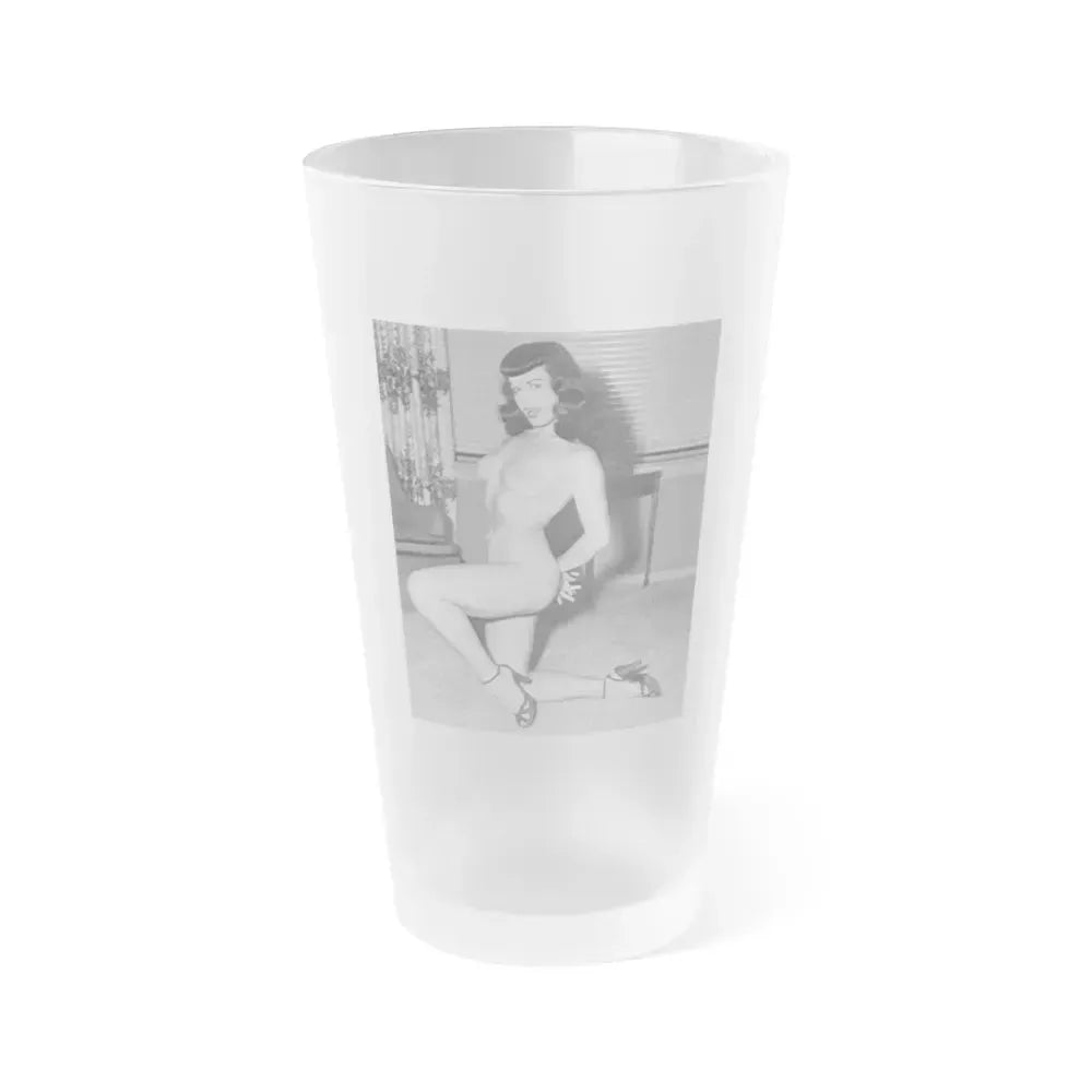 Bettie Page #603 (Vintage Female Icon) Frosted Pint Glass 16oz 16oz Frosted - Go Mug Yourself