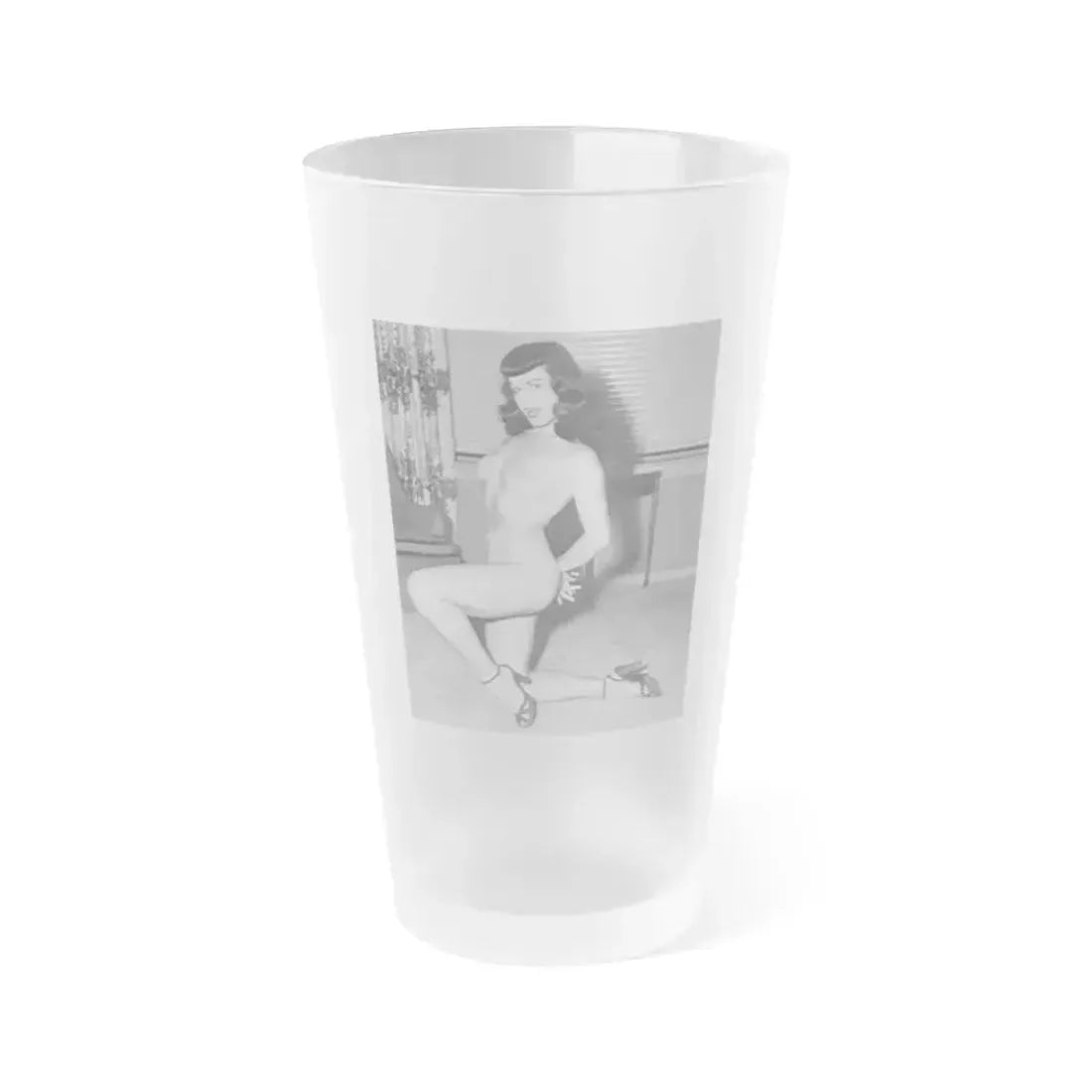 Bettie Page #603 (Vintage Female Icon) Frosted Pint Glass 16oz 16oz Frosted - Go Mug Yourself