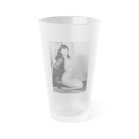 Bettie Page #604 (Vintage Female Icon) Frosted Pint Glass 16oz 16oz Frosted - Go Mug Yourself