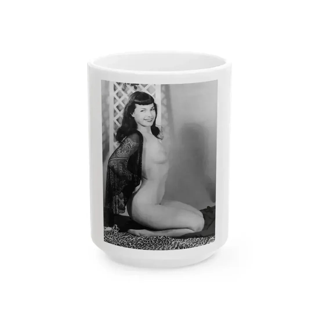 Bettie Page #604 (Vintage Female Icon) White Coffee Mug 15oz - Go Mug Yourself