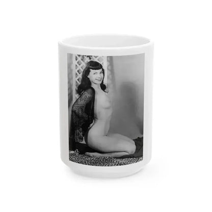 Bettie Page #604 (Vintage Female Icon) White Coffee Mug 15oz - Go Mug Yourself