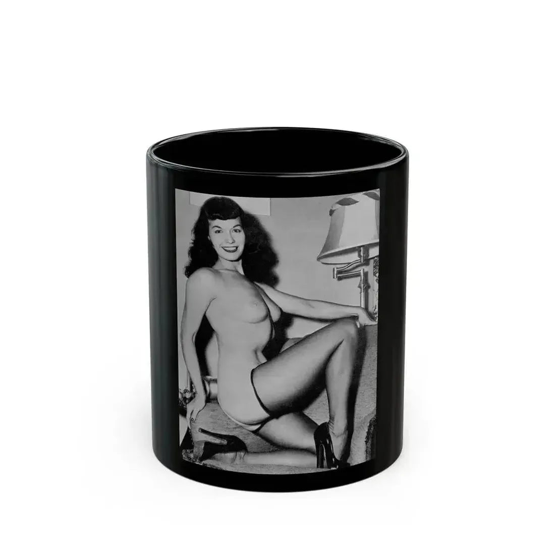 Bettie Page #605 (Vintage Female Icon) Black Coffee Mug 11oz - Go Mug Yourself