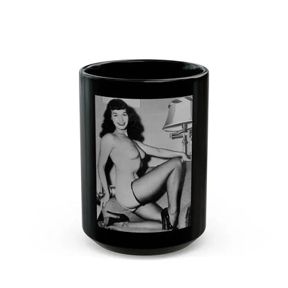 Bettie Page #605 (Vintage Female Icon) Black Coffee Mug 15oz - Go Mug Yourself