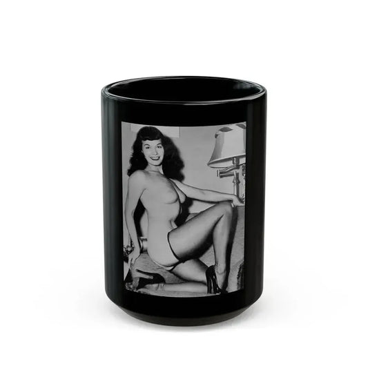 Bettie Page #605 (Vintage Female Icon) Black Coffee Mug 15oz - Go Mug Yourself