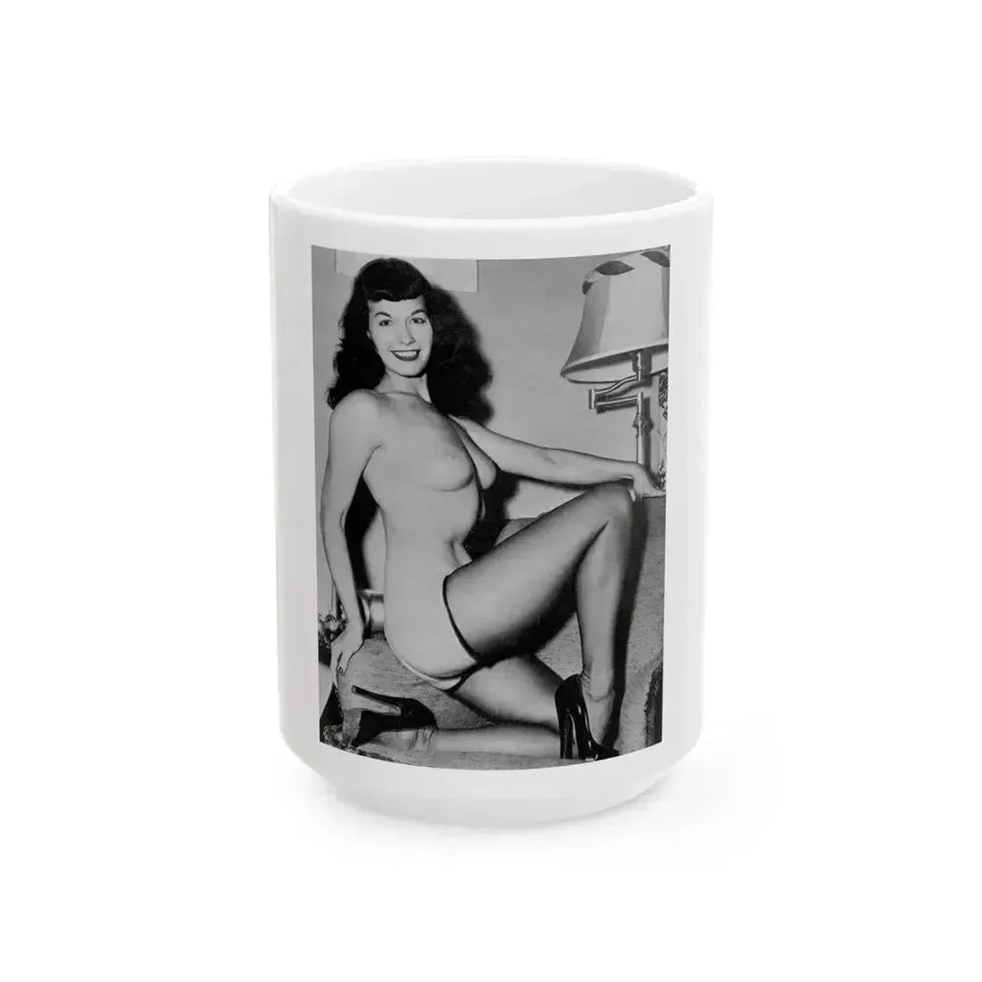 Bettie Page #605 (Vintage Female Icon) White Coffee Mug 15oz - Go Mug Yourself