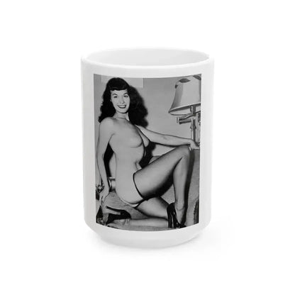 Bettie Page #605 (Vintage Female Icon) White Coffee Mug 15oz - Go Mug Yourself