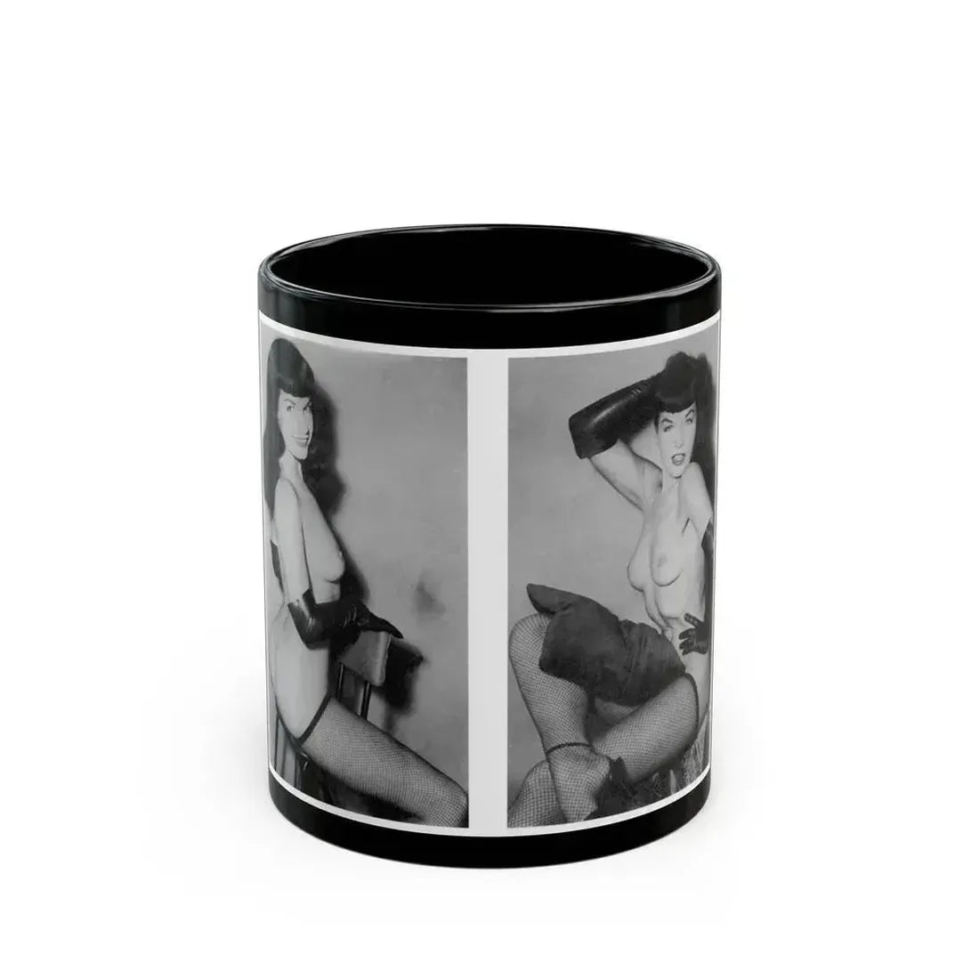 Bettie Page #606 (Vintage Female Icon) Black Coffee Mug 11oz - Go Mug Yourself