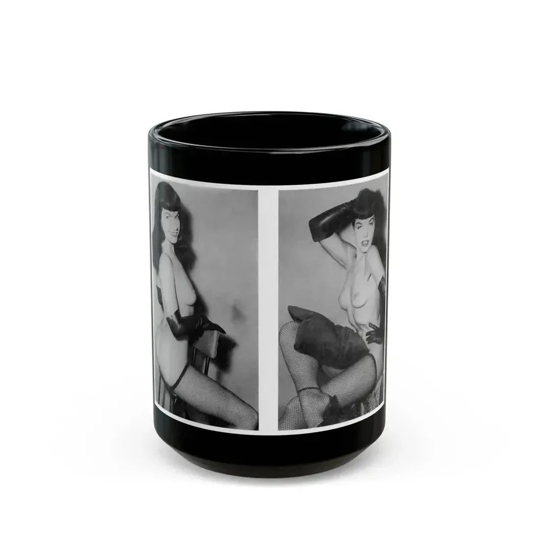 Bettie Page #606 (Vintage Female Icon) Black Coffee Mug 15oz - Go Mug Yourself