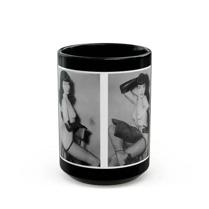 Bettie Page #606 (Vintage Female Icon) Black Coffee Mug 15oz - Go Mug Yourself