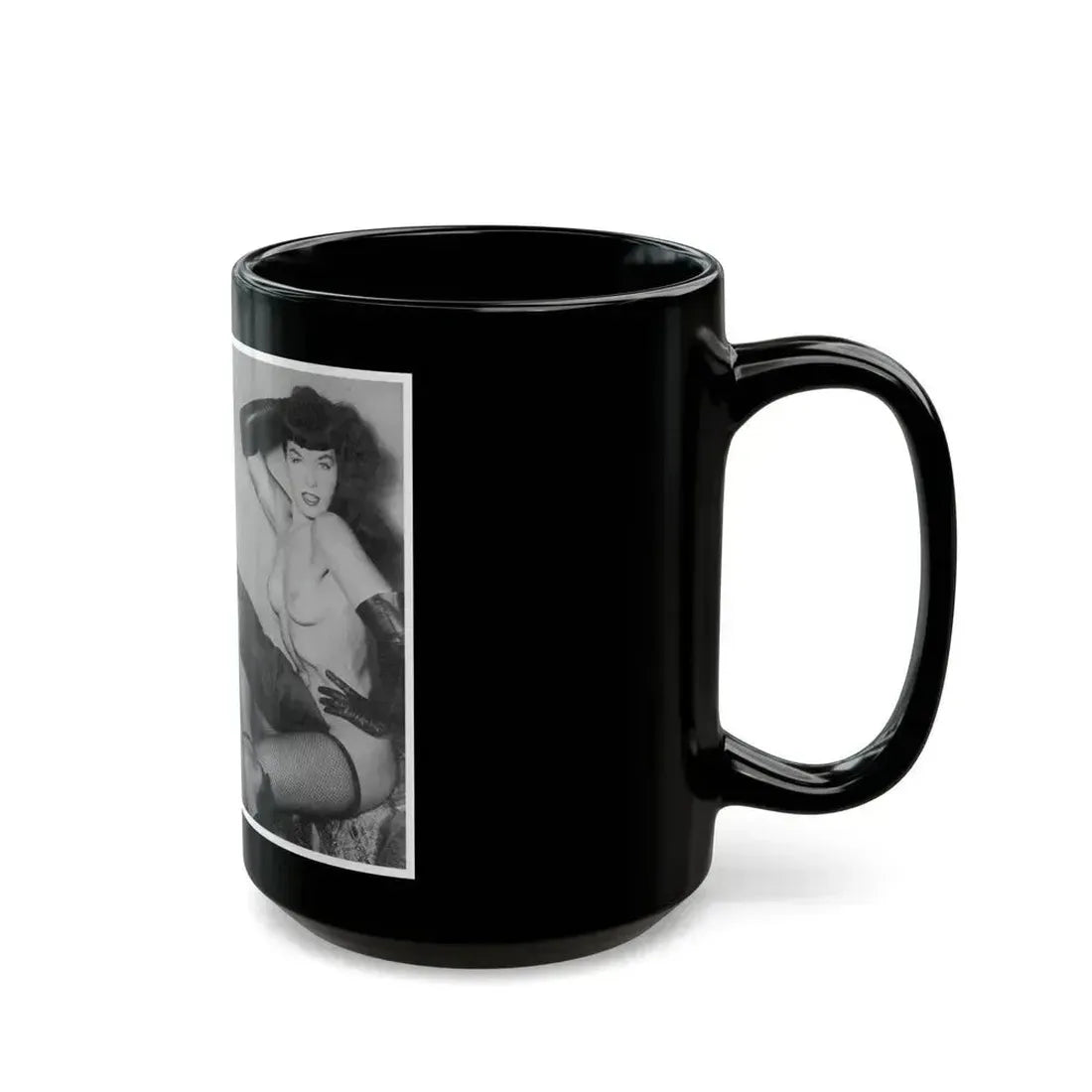 Bettie Page #606 (Vintage Female Icon) Black Coffee Mug - Go Mug Yourself