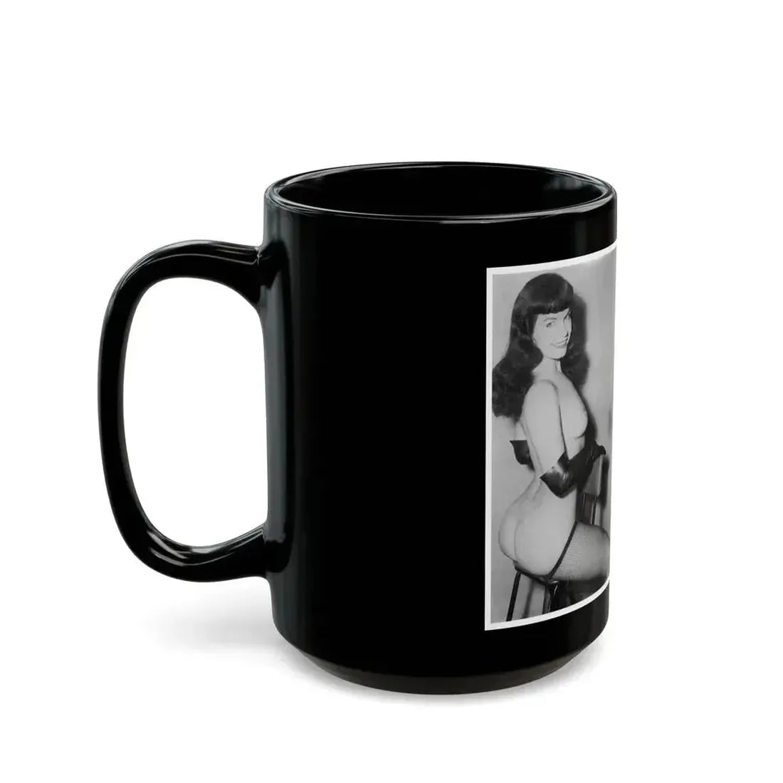 Bettie Page #606 (Vintage Female Icon) Black Coffee Mug - Go Mug Yourself