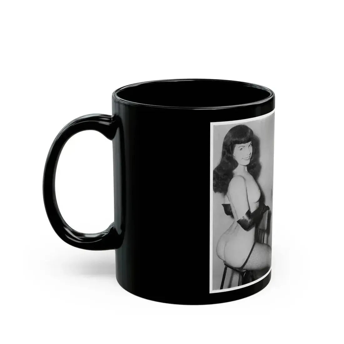 Bettie Page #606 (Vintage Female Icon) Black Coffee Mug - Go Mug Yourself