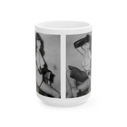 Bettie Page #606 (Vintage Female Icon) White Coffee Mug 15oz - Go Mug Yourself