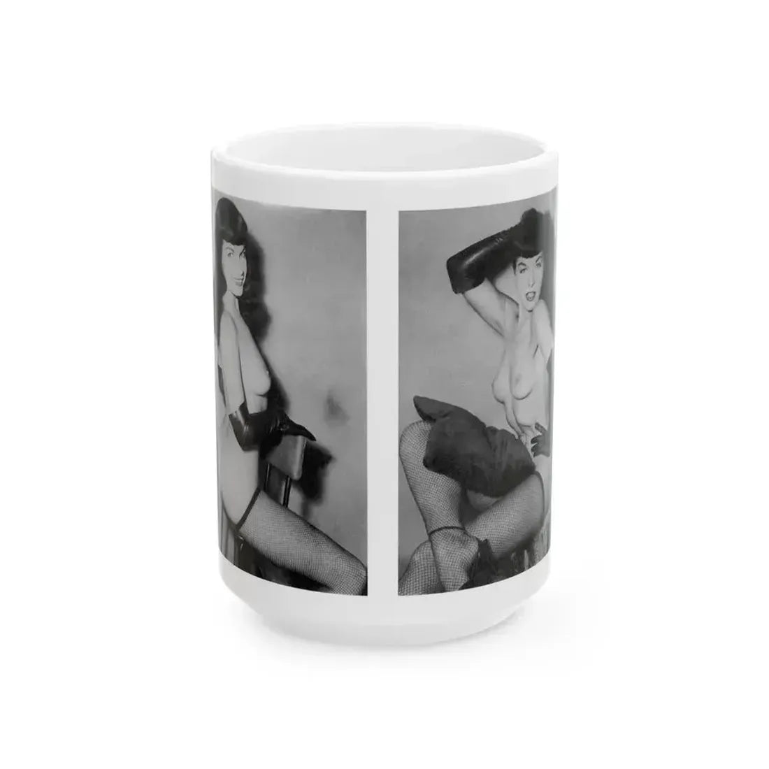 Bettie Page #606 (Vintage Female Icon) White Coffee Mug 15oz - Go Mug Yourself
