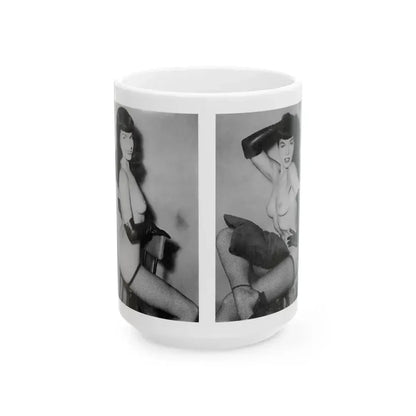 Bettie Page #606 (Vintage Female Icon) White Coffee Mug 15oz - Go Mug Yourself